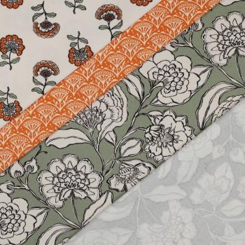 Preview: Canvas Baumwolle - Green Flowers | Meterware